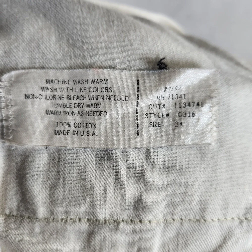 L.L. Bean Chino Pants Mens 34x30 Made in USA 100% Cotton Khaki Beige‎ Flat Front